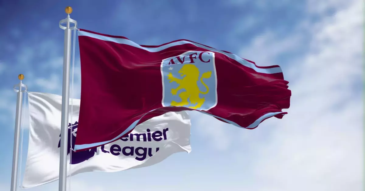 Aston Villa and Premier League flags waving on a clear day