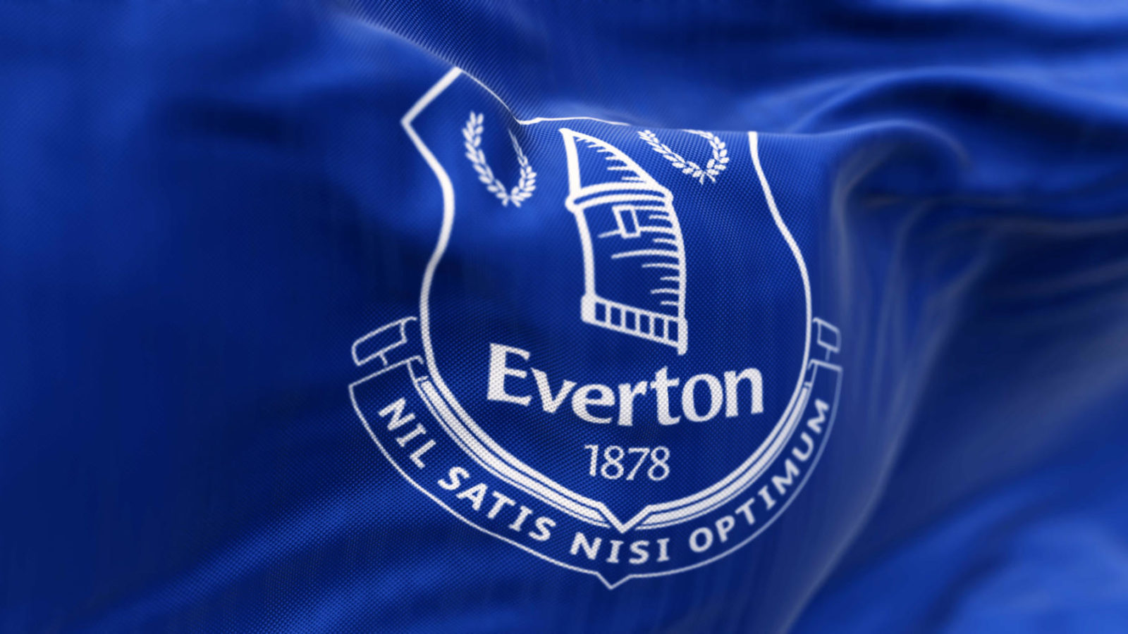 Close up of Everton Football Club flag waving