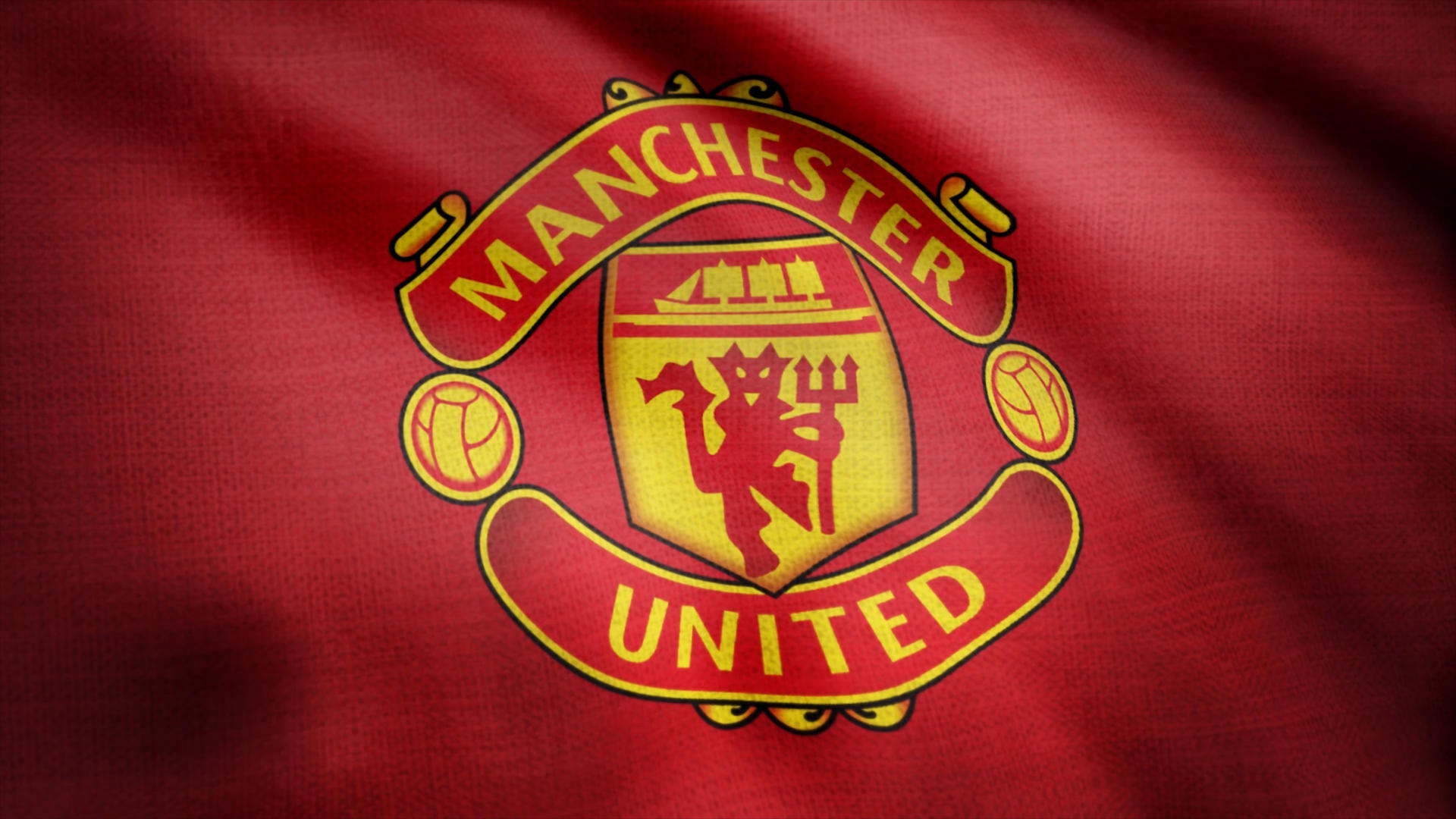 USA   NEW YORK, 12 August 2018: Waving FC Manchester United flag. Close up of waving flag with Manchester United F.C. football club logo, seamless loop. Editorial footage