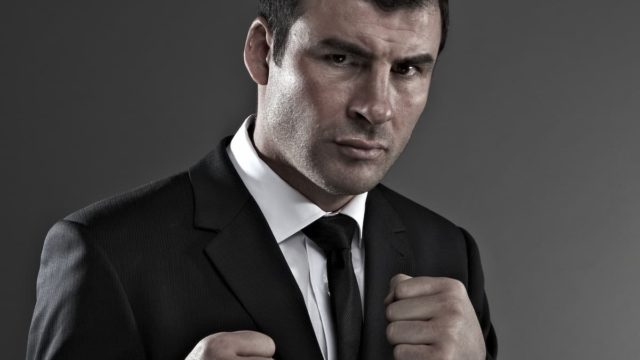 Joe Calzaghe celebrating a world title boxing victory in the ring