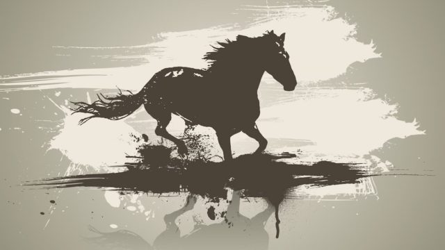 Red Rum winning the Grand National at Aintree – legendary racehorse in action