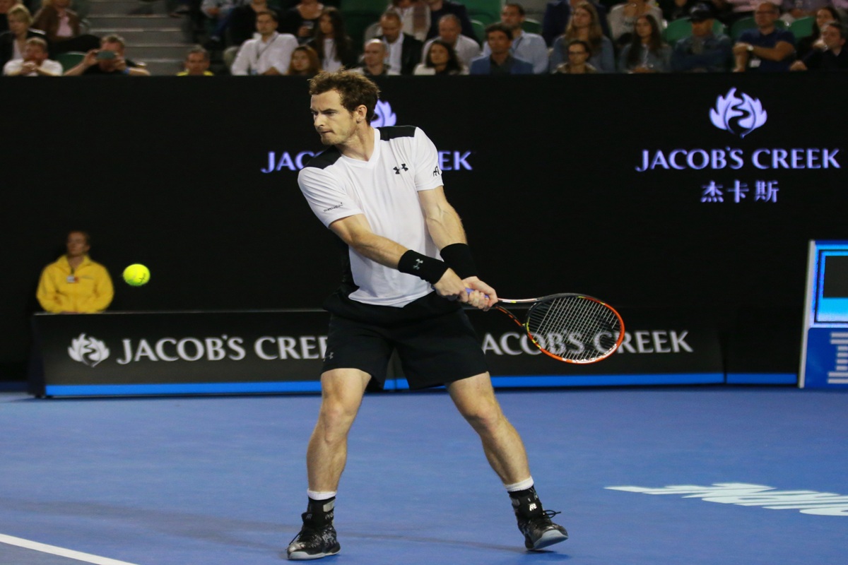 Andy Murray celebrating a tennis victory