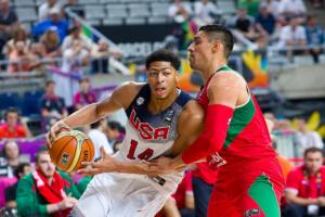 Anthony Davis celebrating on the basketball court