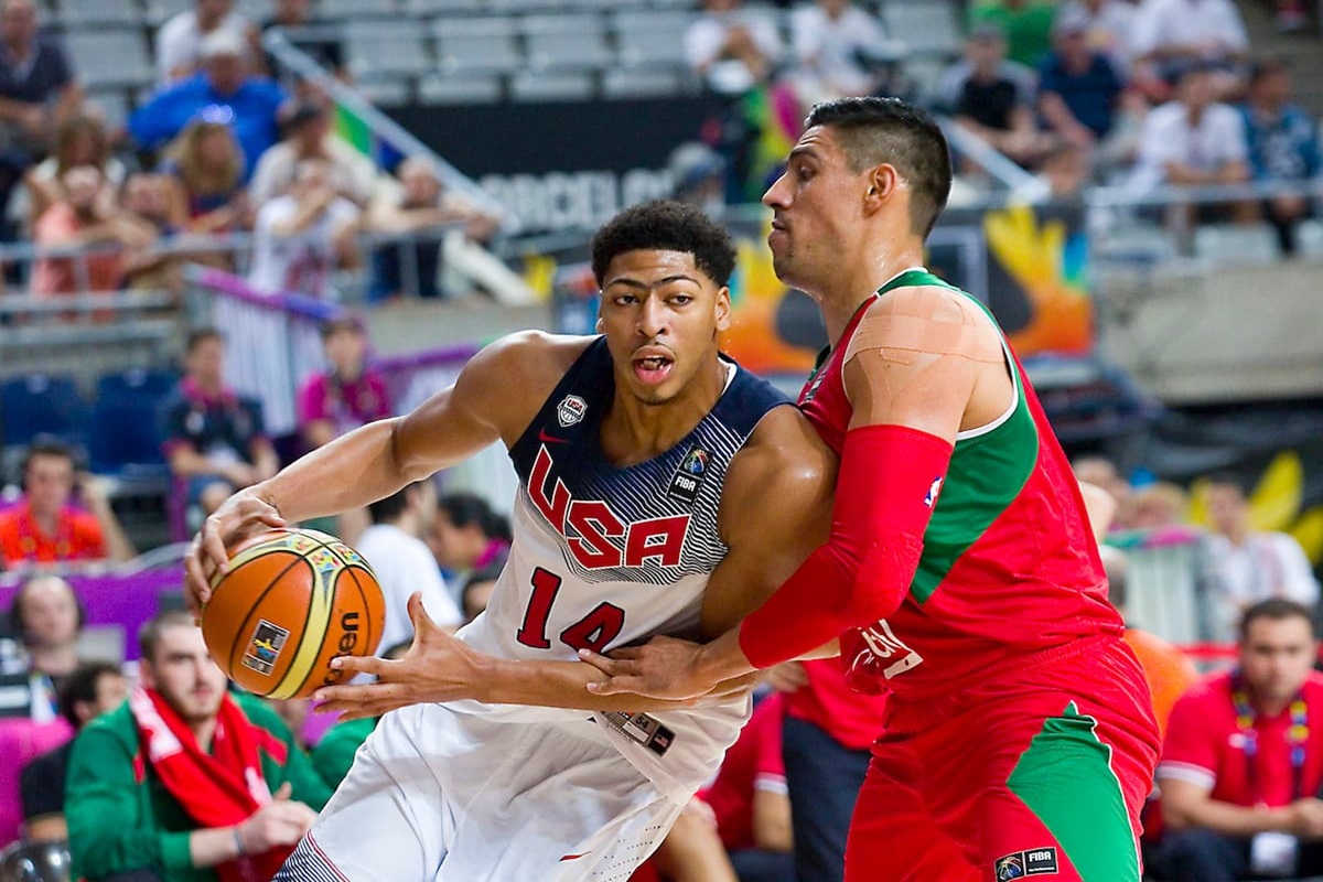 Anthony Davis celebrating on the basketball court