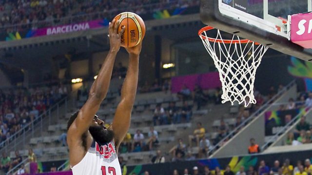 James Harden celebrating on the basketball court, symbolising his financial success