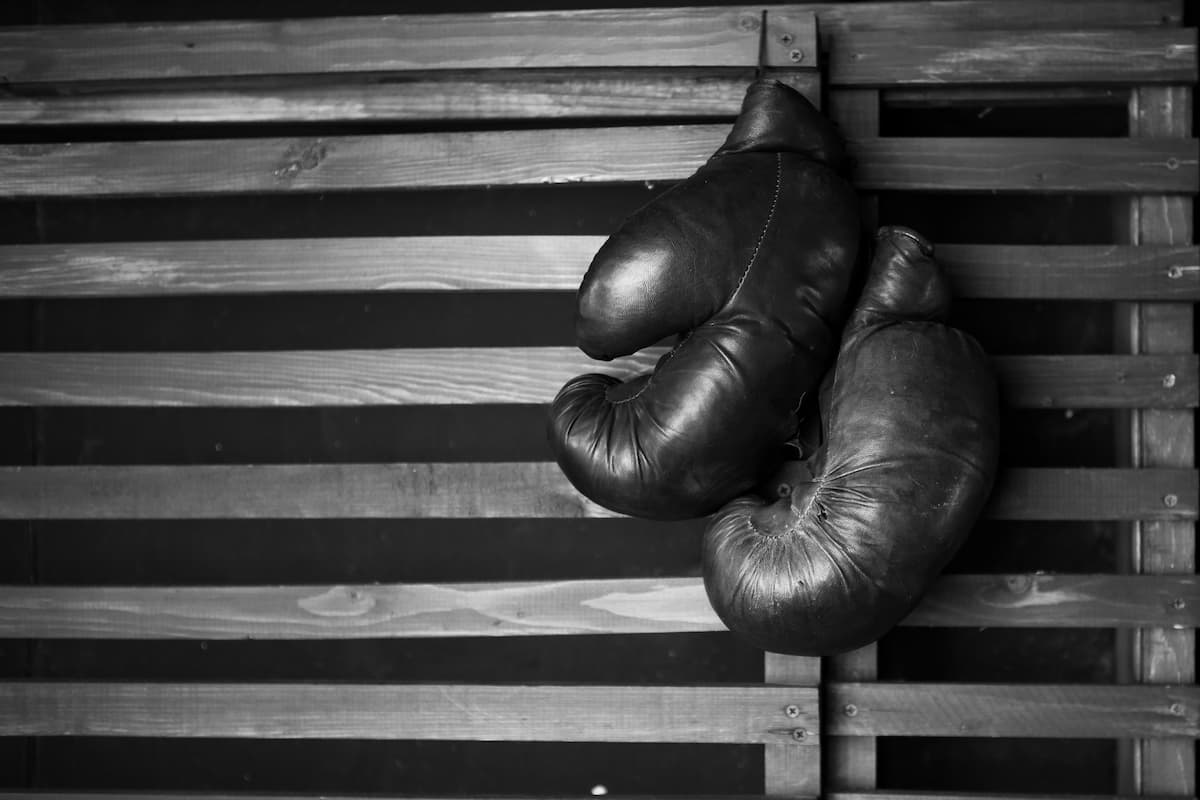 Sandy Saddler delivering a knockout punch during a featherweight title fight