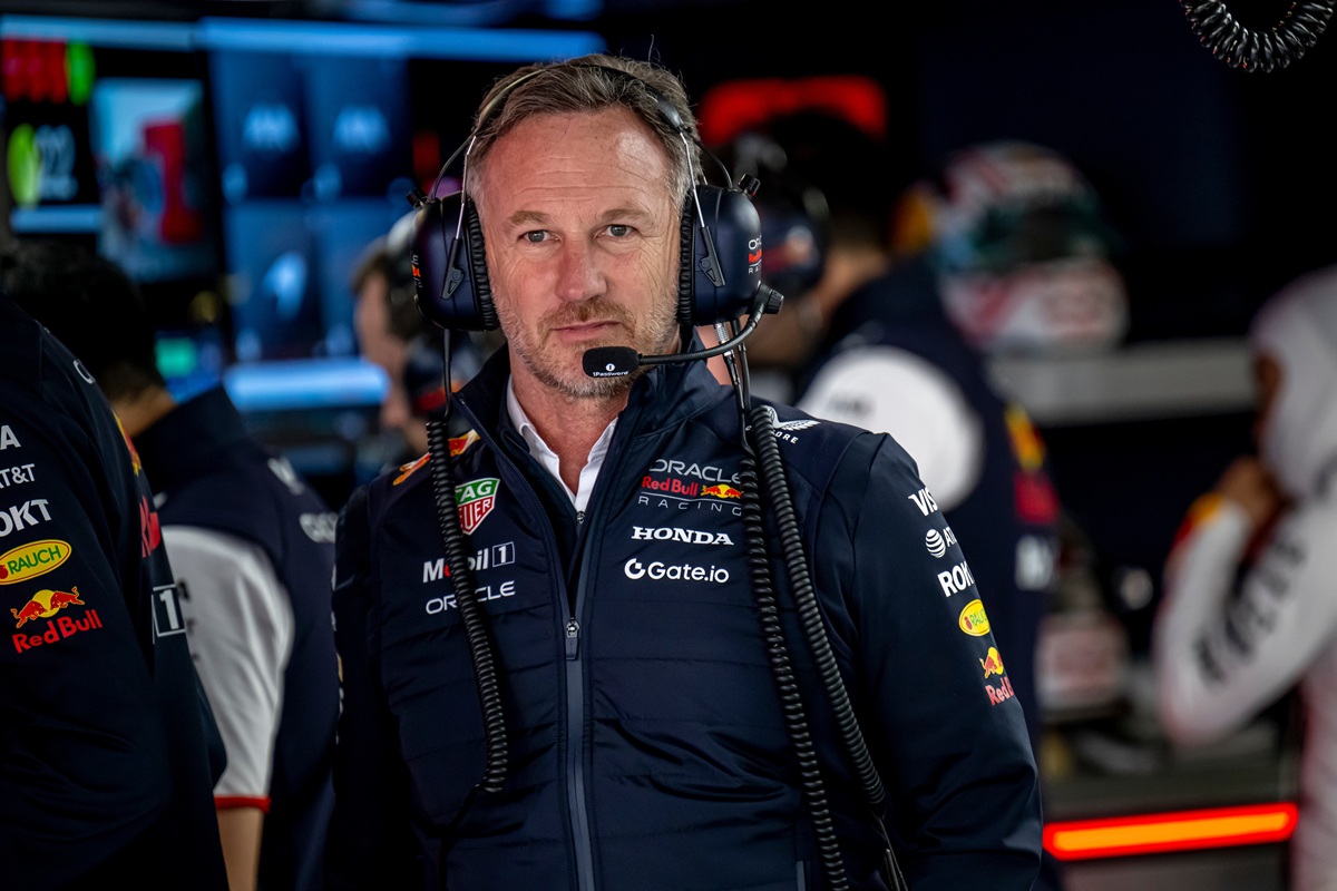 Christian Horner, Red Bull Racing team principal, during a Formula 1 race weekend, symbolising his $50m (£39m) net worth.
