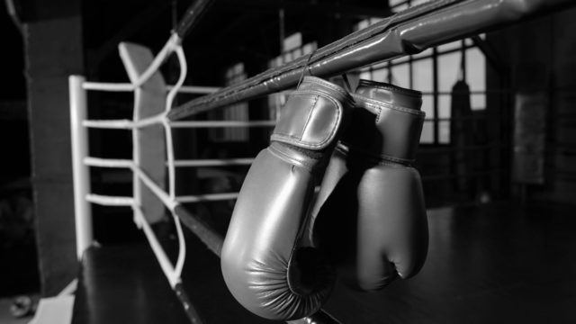 Jack Sharkey in the boxing ring during a heavyweight title fight
