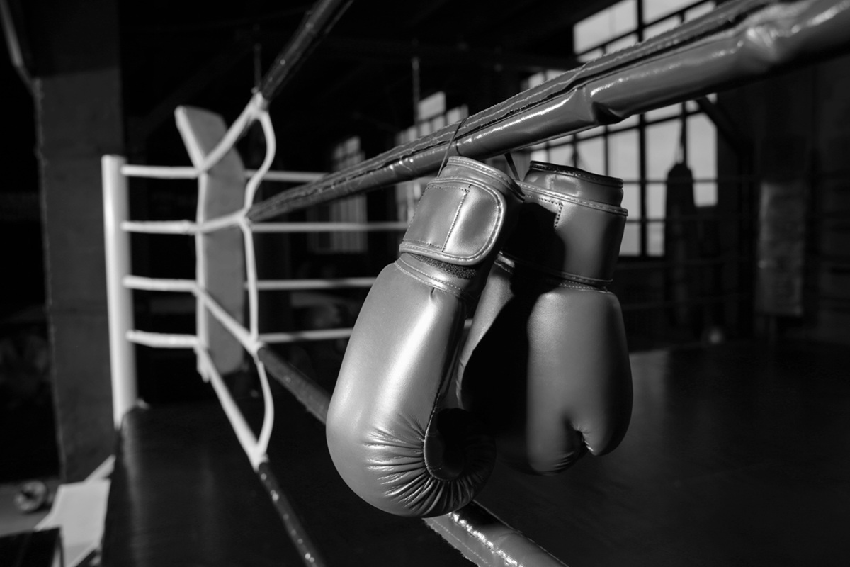 Jack Sharkey in the boxing ring during a heavyweight title fight