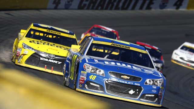 Collage of the top 10 richest NASCAR drivers standing beside their race cars on the grid