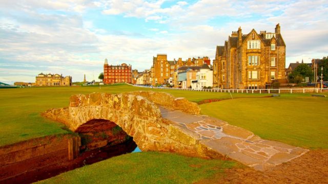 A scenic view of St Andrews Golf Course in Scotland