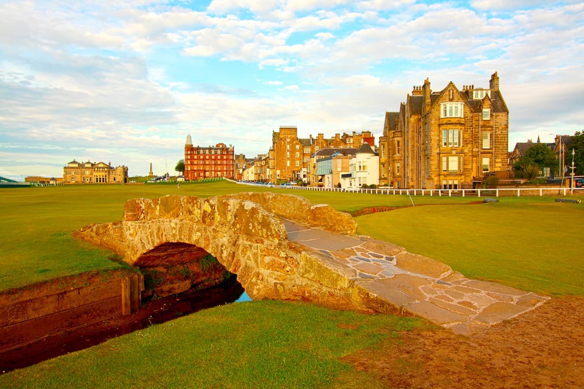 A scenic view of St Andrews Golf Course in Scotland