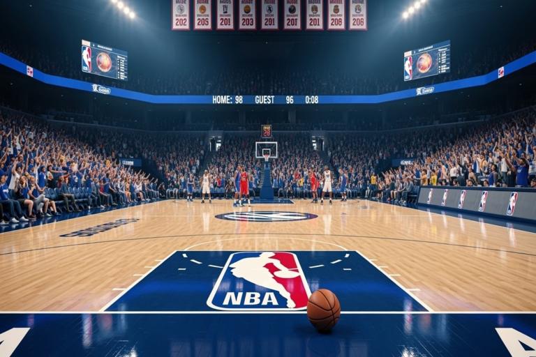 NBA playoffs explained with playoff bracket style court graphic and Eastern and Western Conference seeding concept