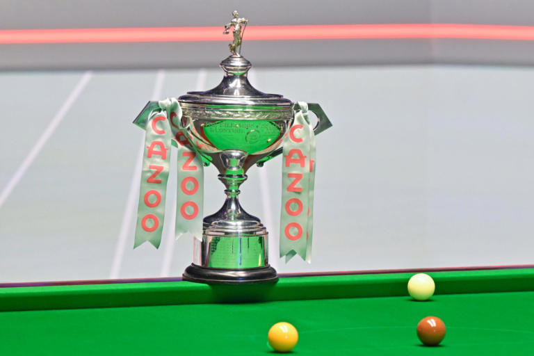 World Snooker Championship trophy and table at the Crucible during a prize money guide for 2026