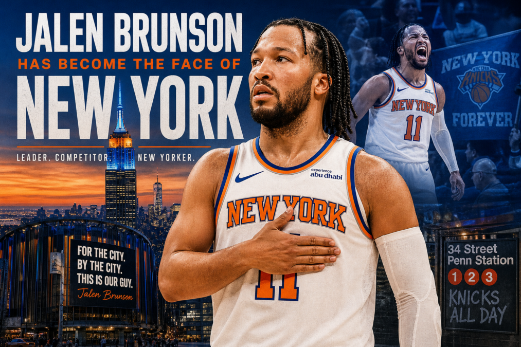 Jalen Brunson in a New York Knicks jersey.
