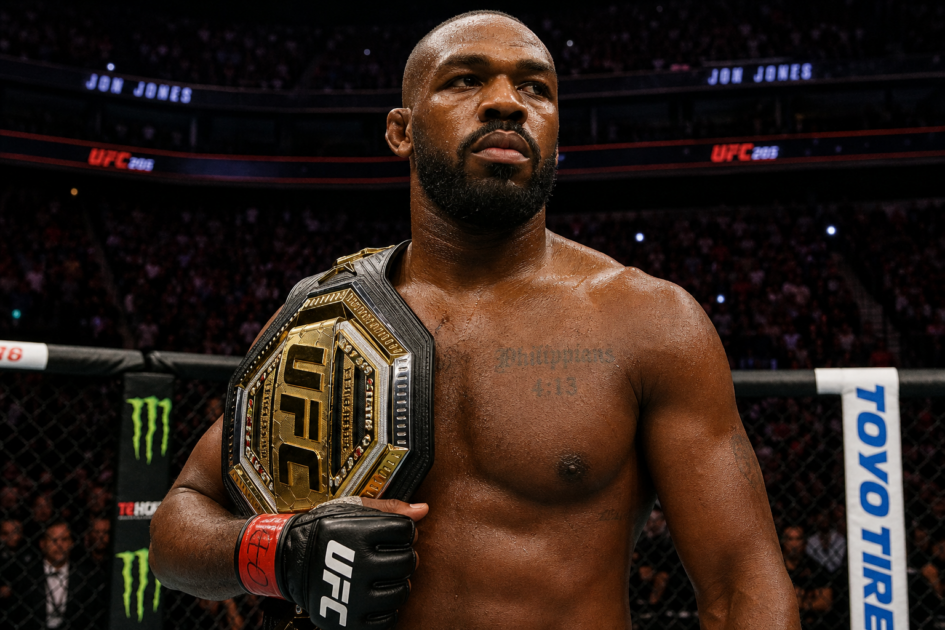 UFC champion holding the title belt in the octagon after a fight
